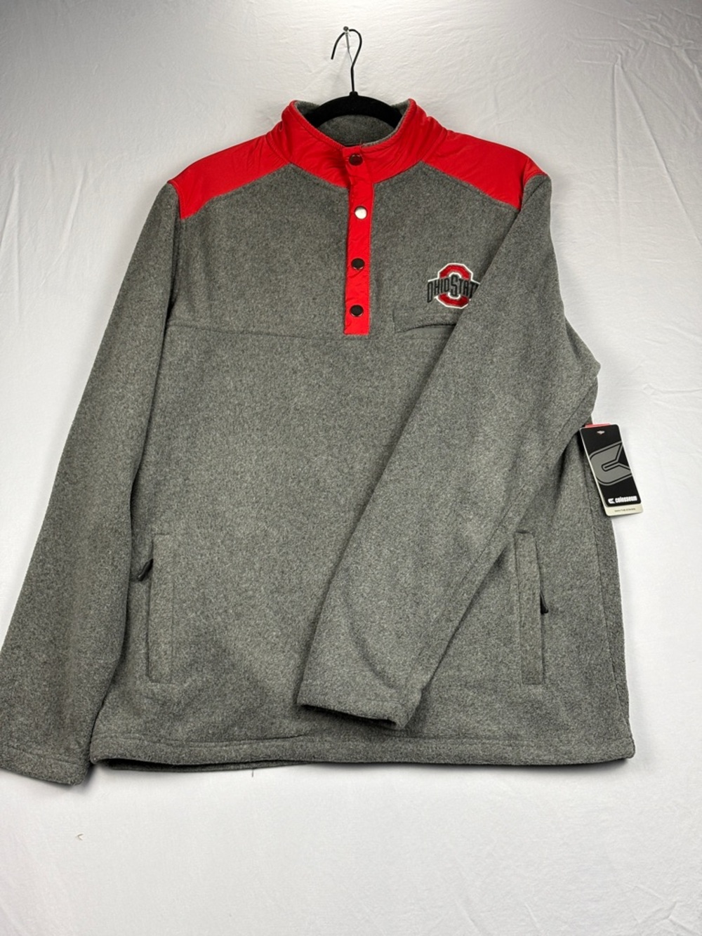 Ohio State Buckeyes Colosseum  Pullover Men’s Large Gray Red Snap Button NWT